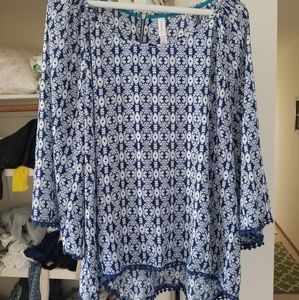 Blue and white blouse
